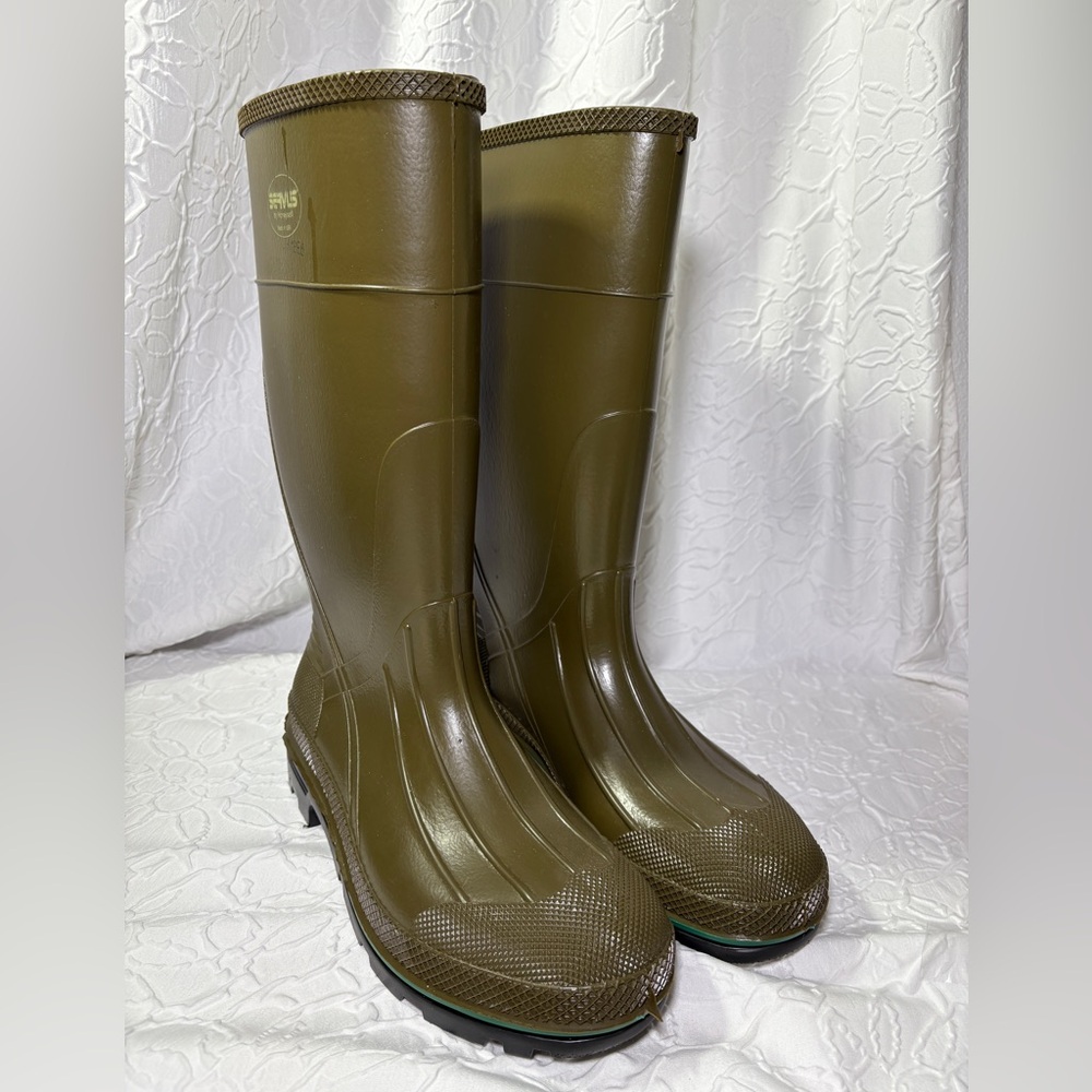 Honeywell SERVUS Waterproof Rubber Olive Green Boots Mens 11 NWOT